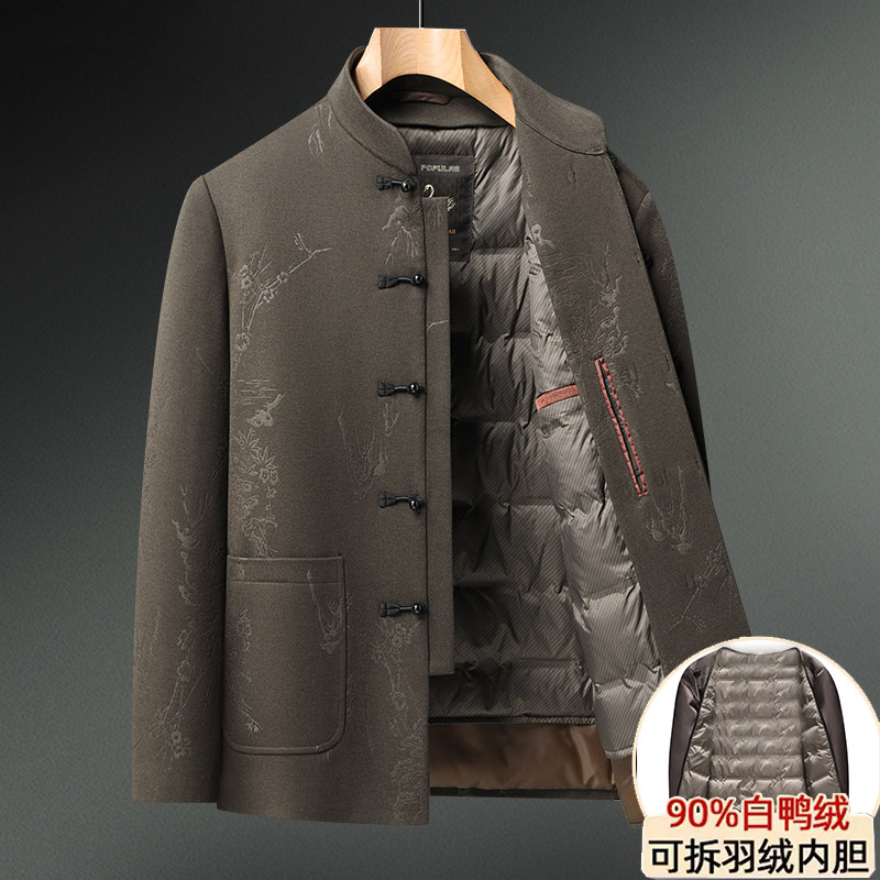 2026新款唐装男羽绒服可拆卸内胆加厚保暖爸爸冬装中老年爷爷外套