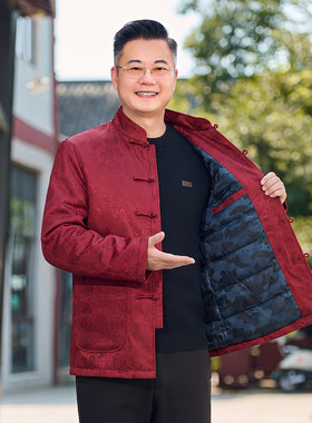 唐装男中老年生日过寿羽绒服