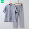 summer Cotton and hemp Tang costume suit Short sleeved Male Aged dad grandpa Summer wear Chinese style the elderly clothes Flax