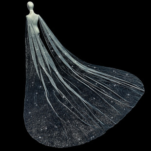 新款新娘结婚主婚纱头纱细闪喷金长款拖尾肩纱轻奢高级感肩纱配饰