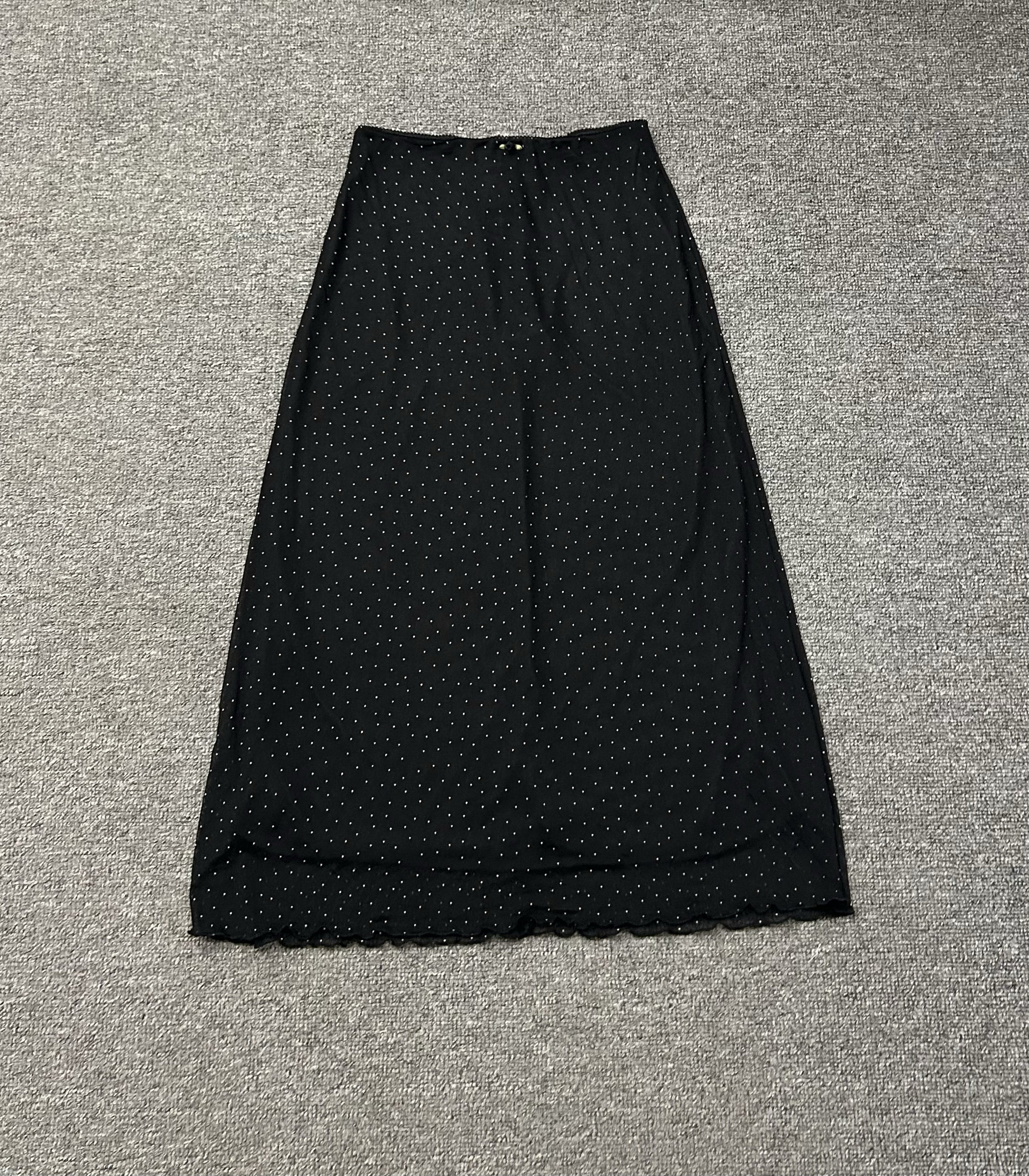 4.8源货微松紧夏季新款高腰网纱波点印花休闲A字型半身裙女