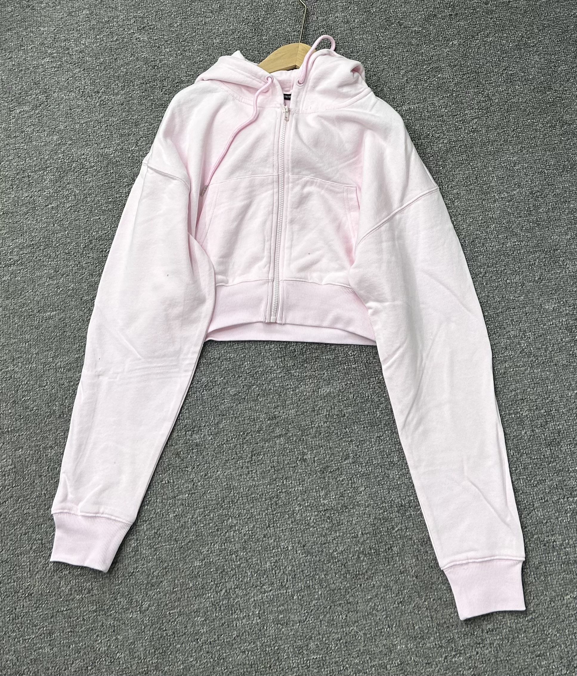 F082原货秋季新款连帽拉链长袖短款宽松卫衣女