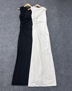 中长款 后面开叉连衣裙女0.53 百搭显瘦性感无袖 3.31源货欧美时尚