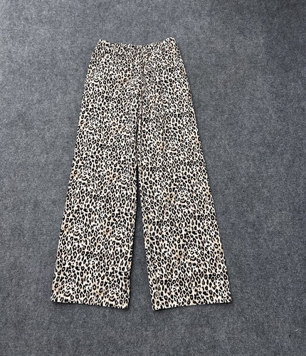 复古豹纹印花松紧抽绳休闲裤女