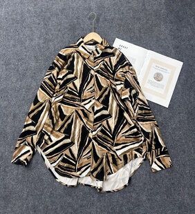 女0.39KG 百搭印花宽松休闲翻领衬衫 3.20源货新款 时尚