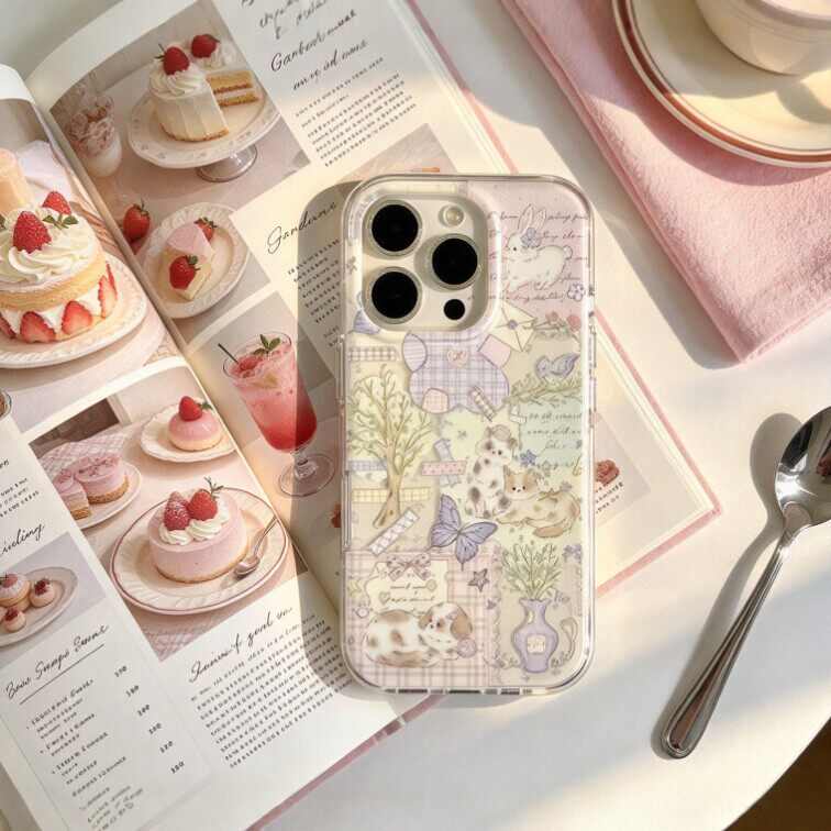 田园风碎花猫咪小狗适用于iPhone18/17promax手机壳16女15百搭