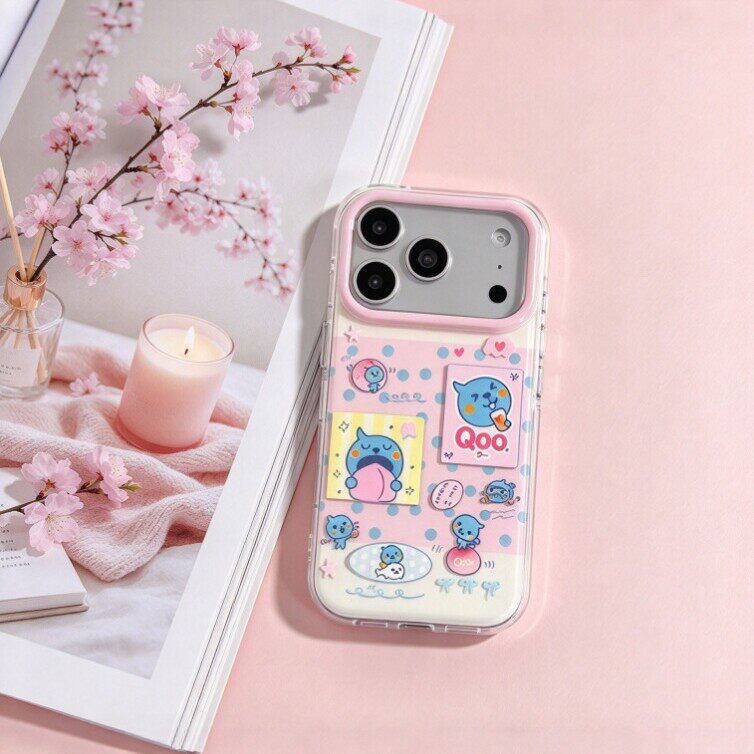 双层粉嫩水蜜桃酷儿适用苹果iPhone18/17promax16pro/15/14/13