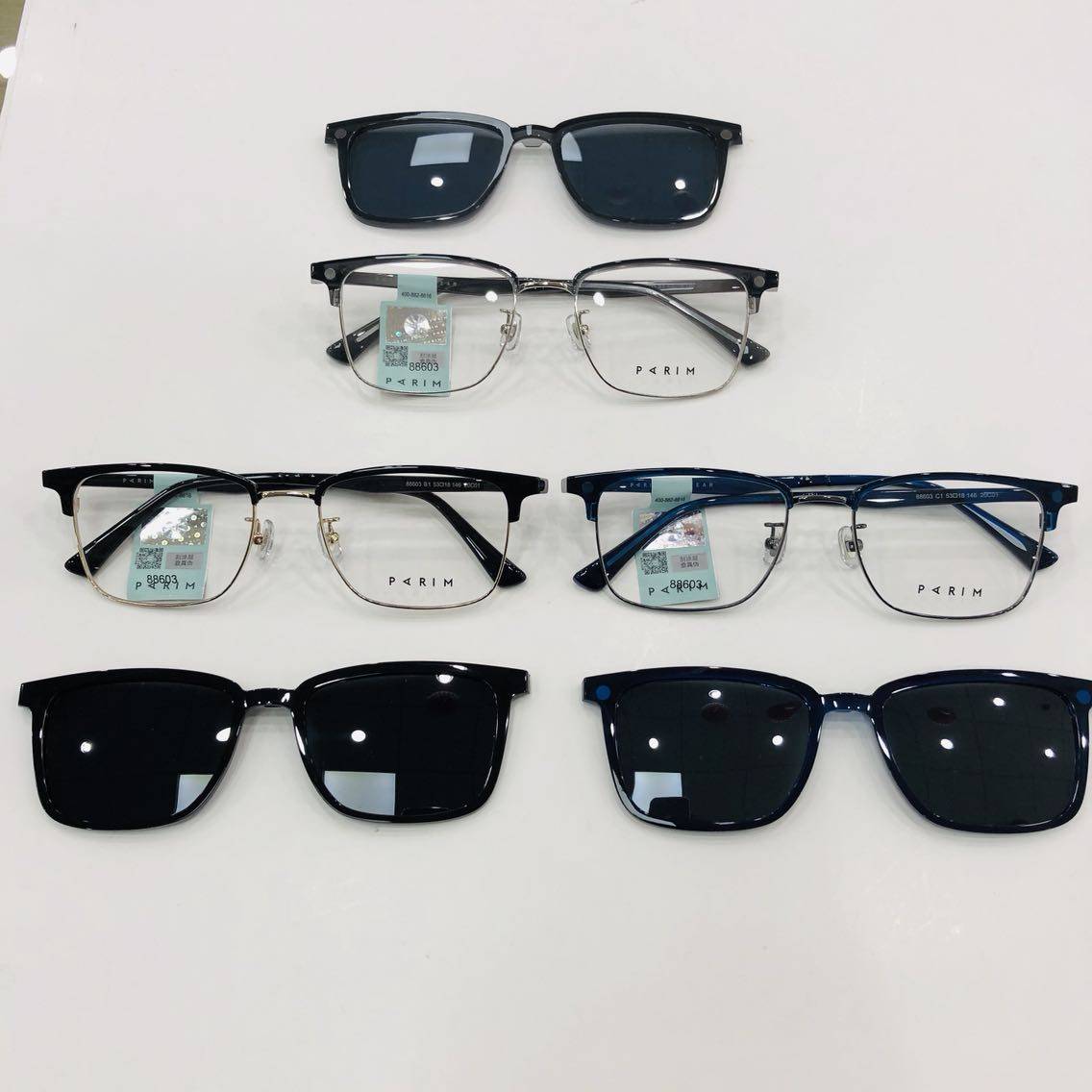 派丽蒙眼镜架男女全框超轻近视镜框套镜带磁铁炫彩偏光夹片88603