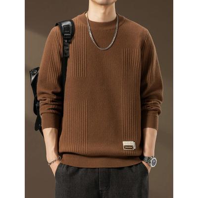 圆领毛衣男款秋冬季2025美式复古新款宽松潮流加厚保暖针织衫卫衣