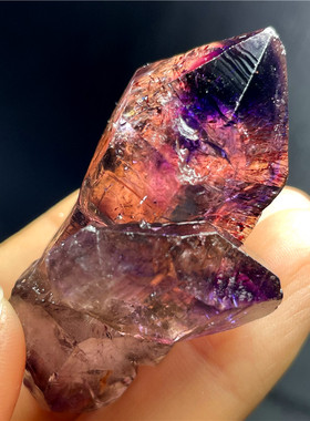 天然紫发晶情侣超七水胆原石吊坠