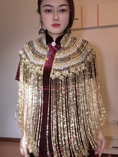 长流苏披肩搭配旗袍礼服妈妈婚礼喜婆婆婚宴外套外搭高贵高档高级