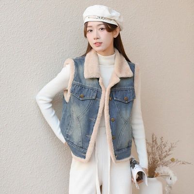 外穿百搭小个子加绒棉服牛仔马甲