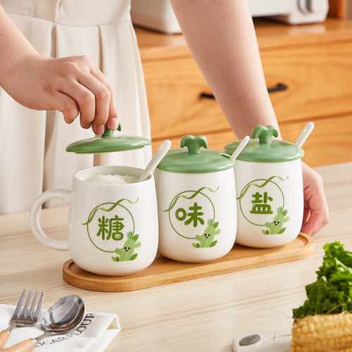 陶瓷创意调味盐罐辣椒油罐套装