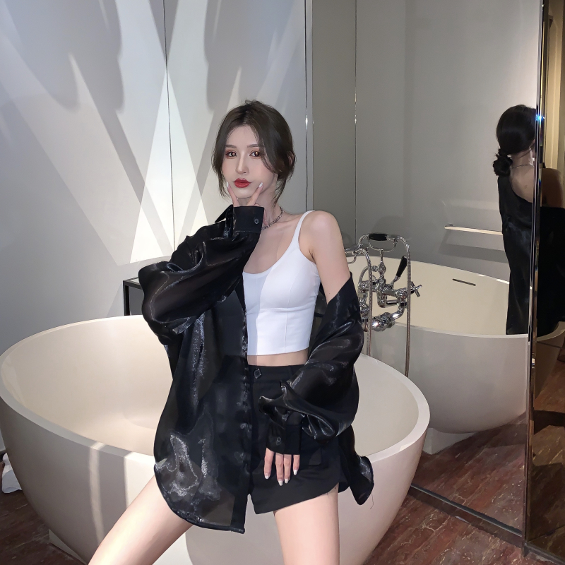 Real price ~ Mermaid Girl mid long sunscreen long sleeve top versatile niche design shirt