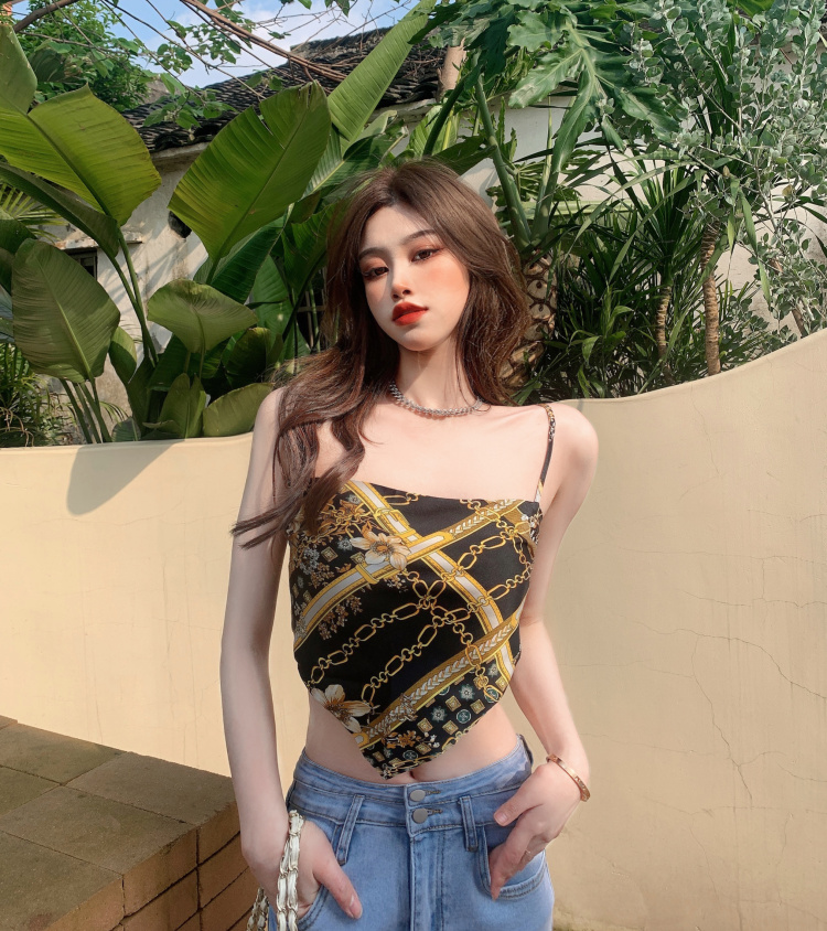 Real price ~ retro fashion one neck bra vest lace up open back suspender top