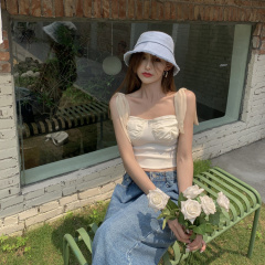 Real price ~ French minority girls Korean pure color suspender sleeveless vest top