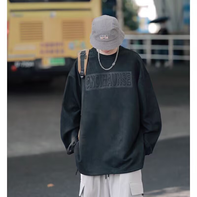 【精品清仓】新款上市◆2025秋麂皮绒钢印卫衣~只剩卡其，清了~