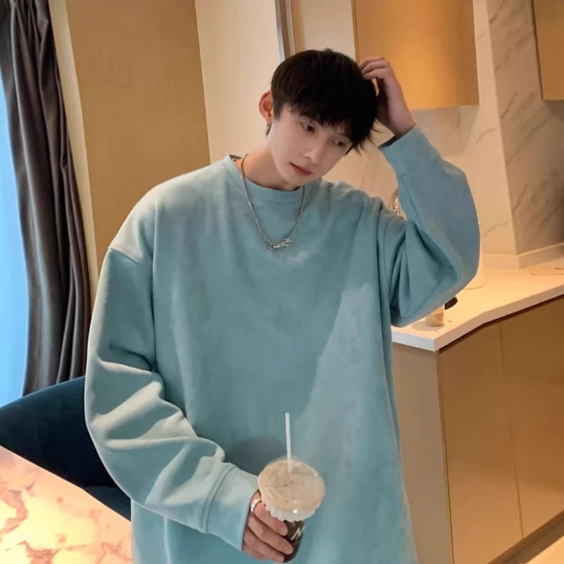 【精品】~春季新品◆2025春季中性港风潮男女同款休闲麂皮绒卫衣