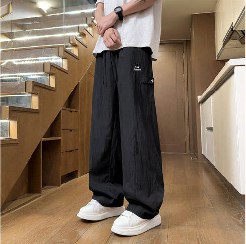 【精品】新款上市◆2026春夏男款港风潮流时尚刺绣直筒速干休闲裤