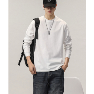 上市 新款 2025春秋季 男装 T恤潮 学生青少年纯色长袖 精品