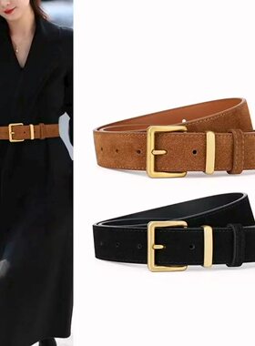 2026新款miu缪家皮带女进口头层牛皮复古真皮腰带时尚百搭牛仔裤