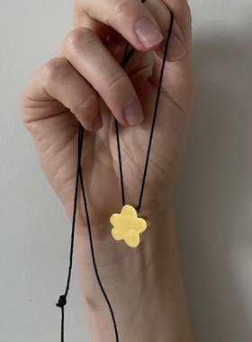 出口订单金属花花项链时髦百搭叠戴皮绳花朵项链长款女2025新款