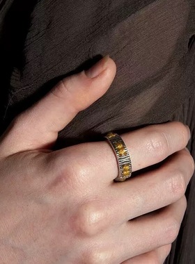 豆豆同款指环彩色穿绳开口戒指复古小众设计日常百搭叠戴指环