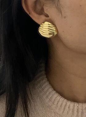 2024新款潮欧美风简约高级感气质金属风耳环小众时尚日常百搭通勤