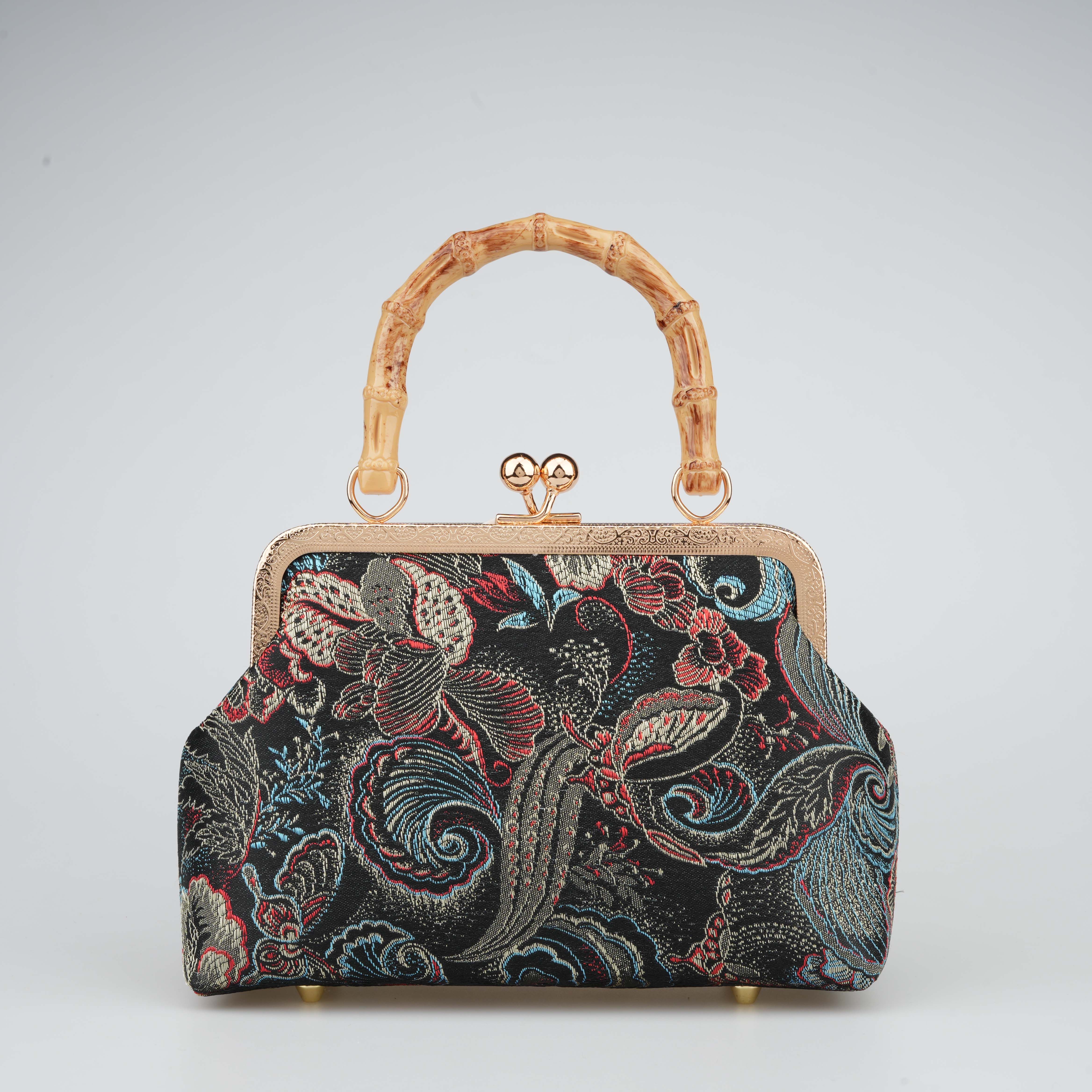 玫瑰密码新中式国风新款仿竹节蝶恋花刺绣旗袍汉服手提斜挎链条包,箱包皮具/热销女包/男包,单肩包,淘宝优惠券,粉丝福利购,淘宝优惠卷