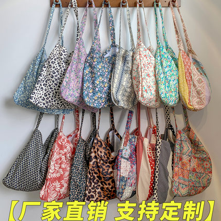 灯芯绒加长肩带单肩斜跨帆布包学生豹纹碎花托特包轻便大容量包包