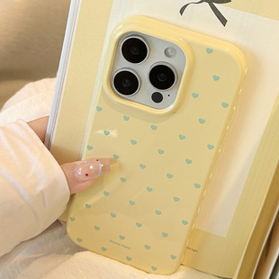 小清新爱心适用苹果17手机壳iphone16pro max全包ins风14软15简约
