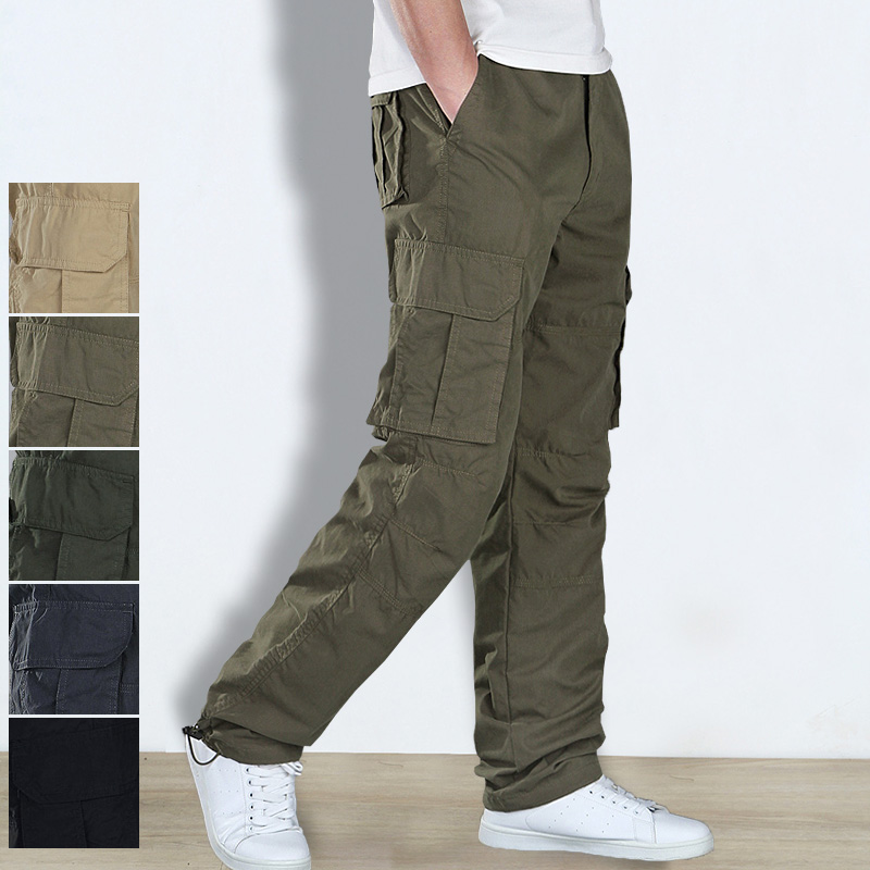 Autumn and Winter Youth straight sports pants Multi Pocket overalls mens loose outdoor casual pants