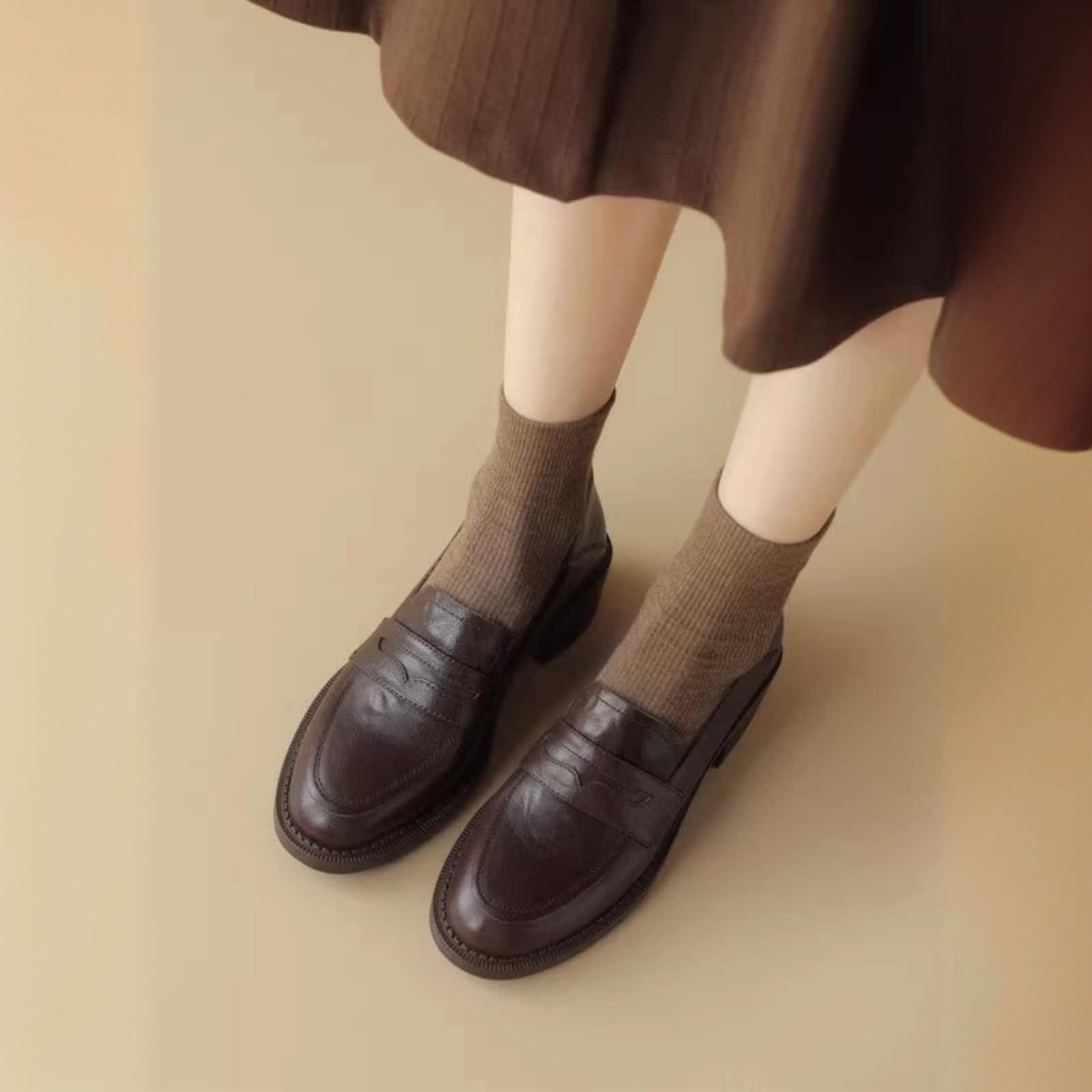 【现货】810软皮厚底小皮鞋女2025春秋新款黑色鞋子法式单鞋超软