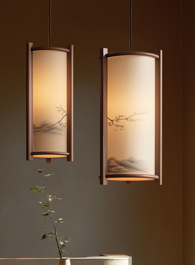 宋式美学禅意风吊灯新中式仿古玄关过道造景吊线灯复古茶室民宿灯