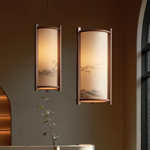 宋式美学禅意风吊灯新中式仿古玄关过道造景吊线灯复古茶室民宿灯