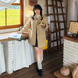 韩系金扣小翻领呢大衣8805-P185-K288，女装毛呢外套，2C288