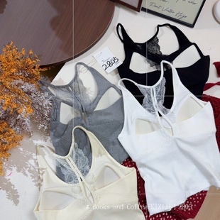 妃子纪2805薄款 上衣性感美背内衣 蕾丝拼接吊带背心女内搭外穿无袖