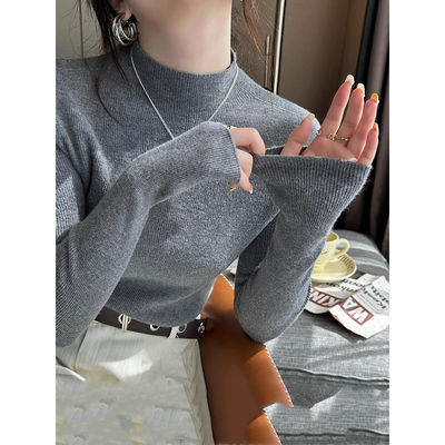 秋冬韩系高级感长袖套头打底衫女