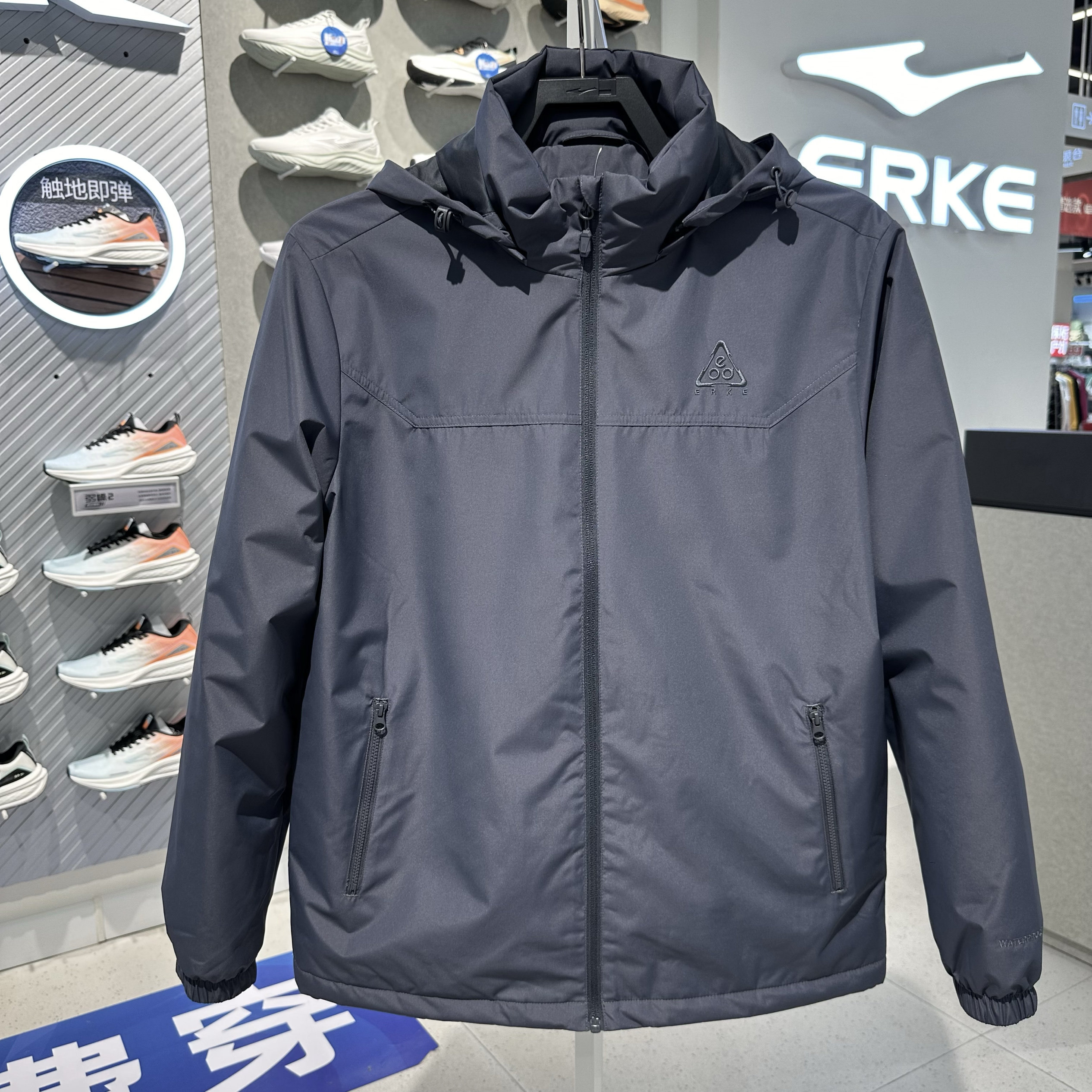 HONGXING ERKE 자켓 남자 2024 겨울 새 자켓 스포츠 두꺼운 윈드 브레이커와 벨벳 자켓 11224408002