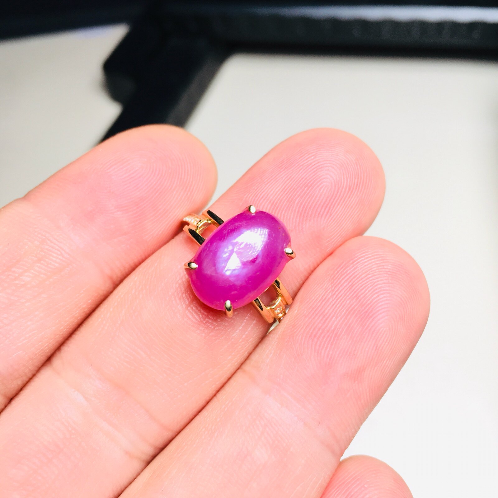 非洲矿区无烧红宝石裸石镶嵌18k黄金戒指指圈号15号专柜正品热销