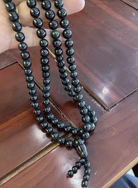 天然蓝宝石108颗佛珠项链佛系佛缘深蓝色山东昌乐矿区真宝石特价