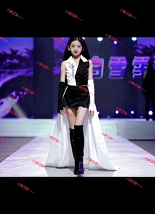女童黑拍拼战队服模特走秀演出服儿童潮服车模礼服T台走秀演出服