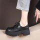 窄头乐福鞋 女2025新款 厚底加绒jk风日系鞋 真皮窄版 系带哑光皮鞋 女