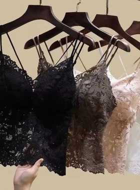美背内衣2025新款爆款性感蕾丝吊带背心女带胸垫文胸外穿抹胸内搭