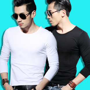 秋季长袖T恤男贴身内搭秋衣内衬打底衫圆领春秋款纯棉衣服体恤男