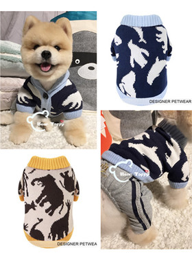Bear toffy Pet宠物衣服猫狗法斗毛衣粗绒线衫纽扣针织衫可爱帅气