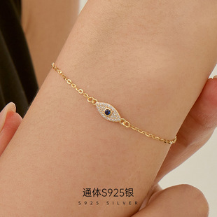 新款S925纯银欧美风ins恶魔之眼手链女高级感复古手饰新品