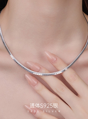 新款S925银时尚博主闪光刀片项链