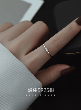 新款S925银打结戒指女小众设计时