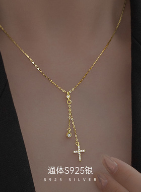 新款S925银欧美时尚十字架流苏项